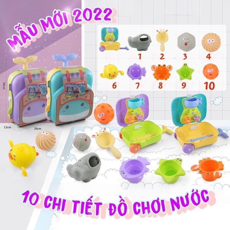 Vali kéo đồ chơi bé trai bé gái đi biển xúc cát nghịch nước, nhà tắm valy mới hot hè 2022