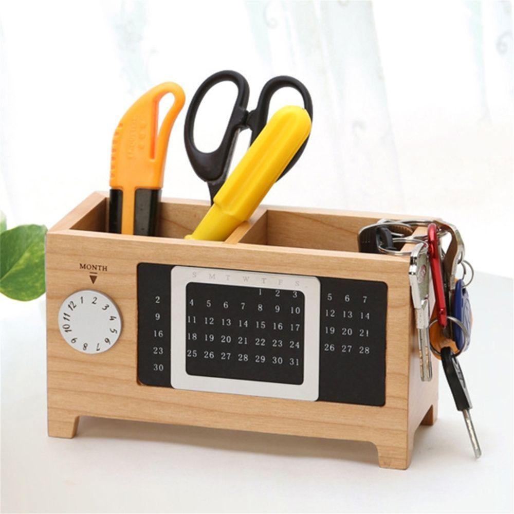 Giá Đỡ Bút / Trang Sức / Lịch Để Bàn Bằng Gỗ Tiện Dụng Cho Văn Phòng