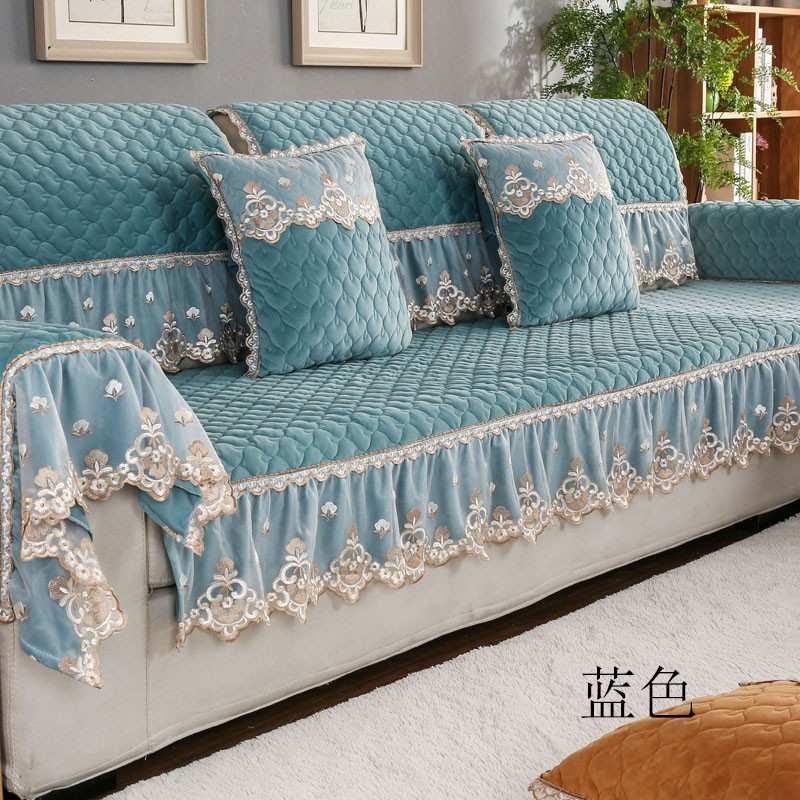 Vỏ Bọc Đệm Ghế Sofa Bằng Vải Nhung Pha Lê Không Trượt Phong Cách Châu Âu Đơn Giản