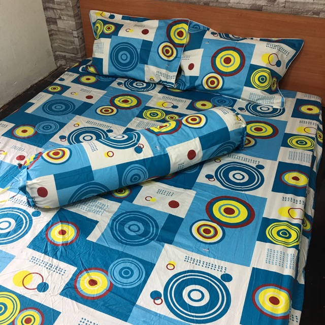 Drap cotton Thắng Lợi (bộ: drap, 2 vỏ nằm, 1 vỏ ôm)