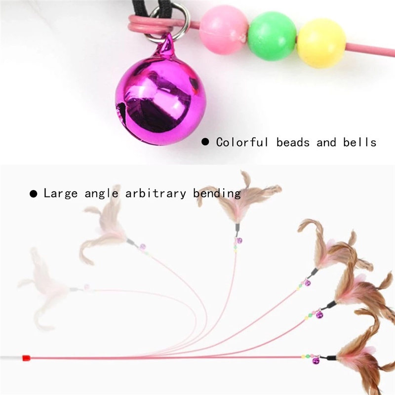 Đồ chơi que nhử mèo gắn lông vũ 100cm