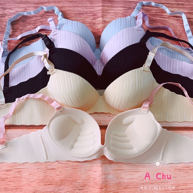Áo ngực su ko gọng thông hơi có bàn tay nâng ngực kẻ sọc
