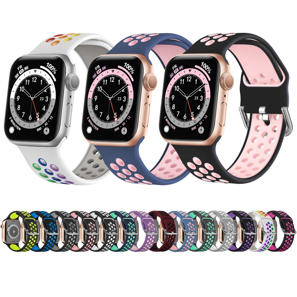 Dây Đeo Thể Thao Bằng Silicone Cho Đồng Hồ Thông Minh Apple Watch Series 8 7 6 5 4 3 2 1 SE Ultra 45mm 44mm 42mm 41mm 40mm 38mm