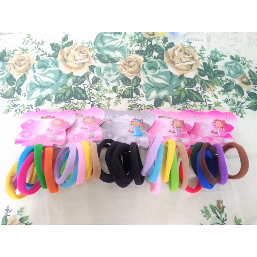 Combo 6 dây thun cột tóc len trơn nhiều màu co giãn