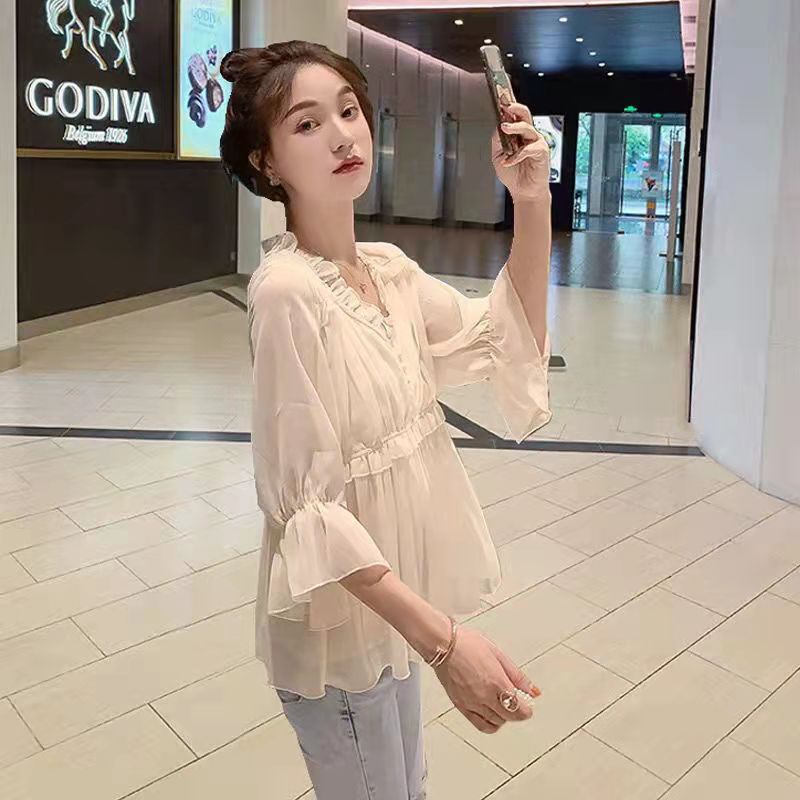 Áo Sơ Mi Chiffon Cổ Chữ V Phong Cách Hàn Quốc Ngọt Ngào Thời Trang Mùa Hè Hàng Mới Dành Cho Nữ | BigBuy360 - bigbuy360.vn