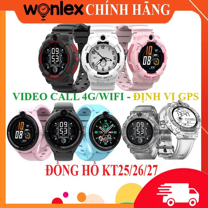 ⚡ Đồng Hồ Định Vị Wonlex KT25 KT26 KT27 4G Video Call mặt tròn kiểu dáng Sport thể thao