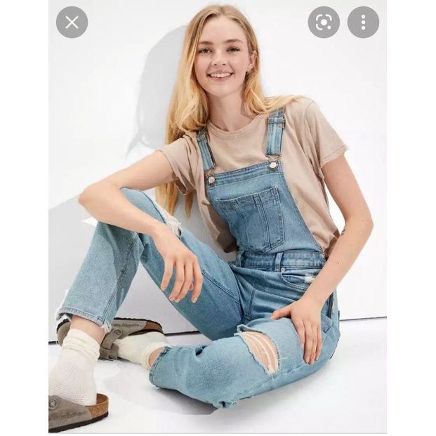 Yếm jean rách Genviet yếm quần jeans dài overalls denim for women VNXK xuất khẩu dư xịn