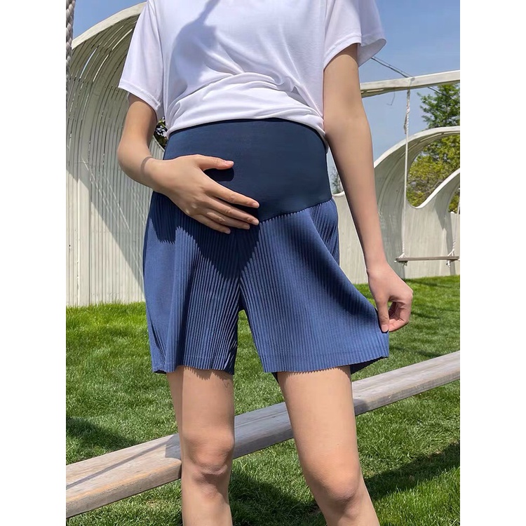 Bigsize 85kg Quần shorts quần sooc bà bầu ống rộng xếp ly mới mùa hè phong cách hàn quốc thoáng mát M1295