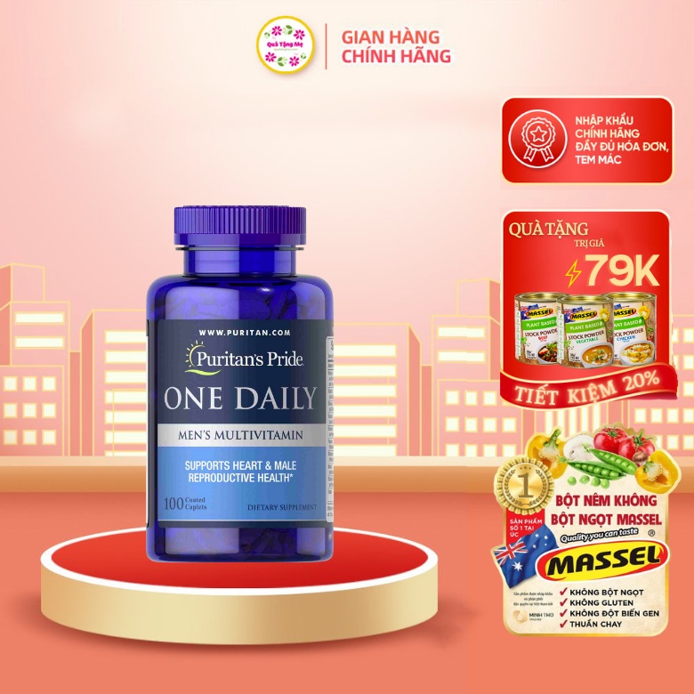 Viên uống bổ sung vitamin và khoáng chất cho nam puritans pride one daily mens mutivitamin 100 viên Healthy care