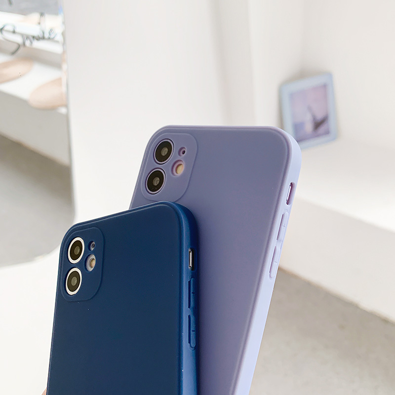 【COD】Solid color iPhone Case Casing Straight Cube iPhone11 12 Pro Promax Liquid Silicone iPhone6 6s 7 8 Plus X XS XR XSMAX Anti-fall Soft Case Cover AISMALLNUT