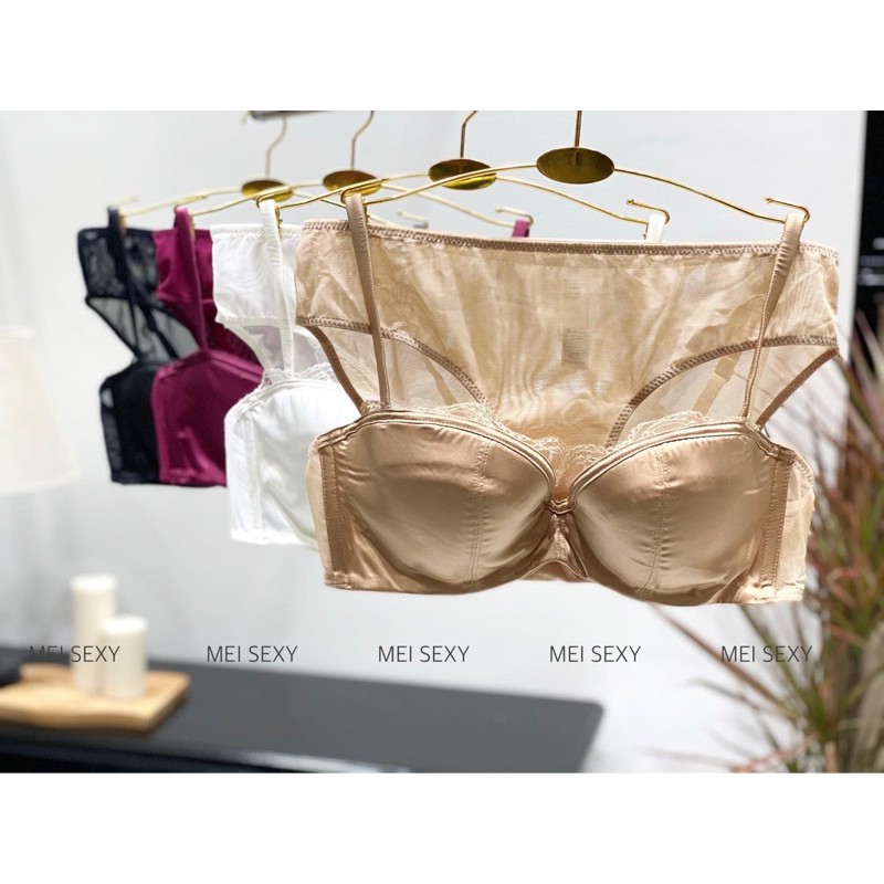 (Xả lỗ) Bộ Đồ Lót Phối Lụa Cao Cấp Có Gọng Đệm Mỏng Ren Gợi Cảm Gorgeous 02