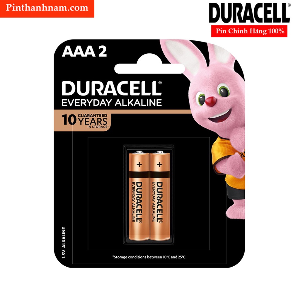 Pin AAA Duracell đũa alkaline 1.5v vỉ 2 viên chính hãng