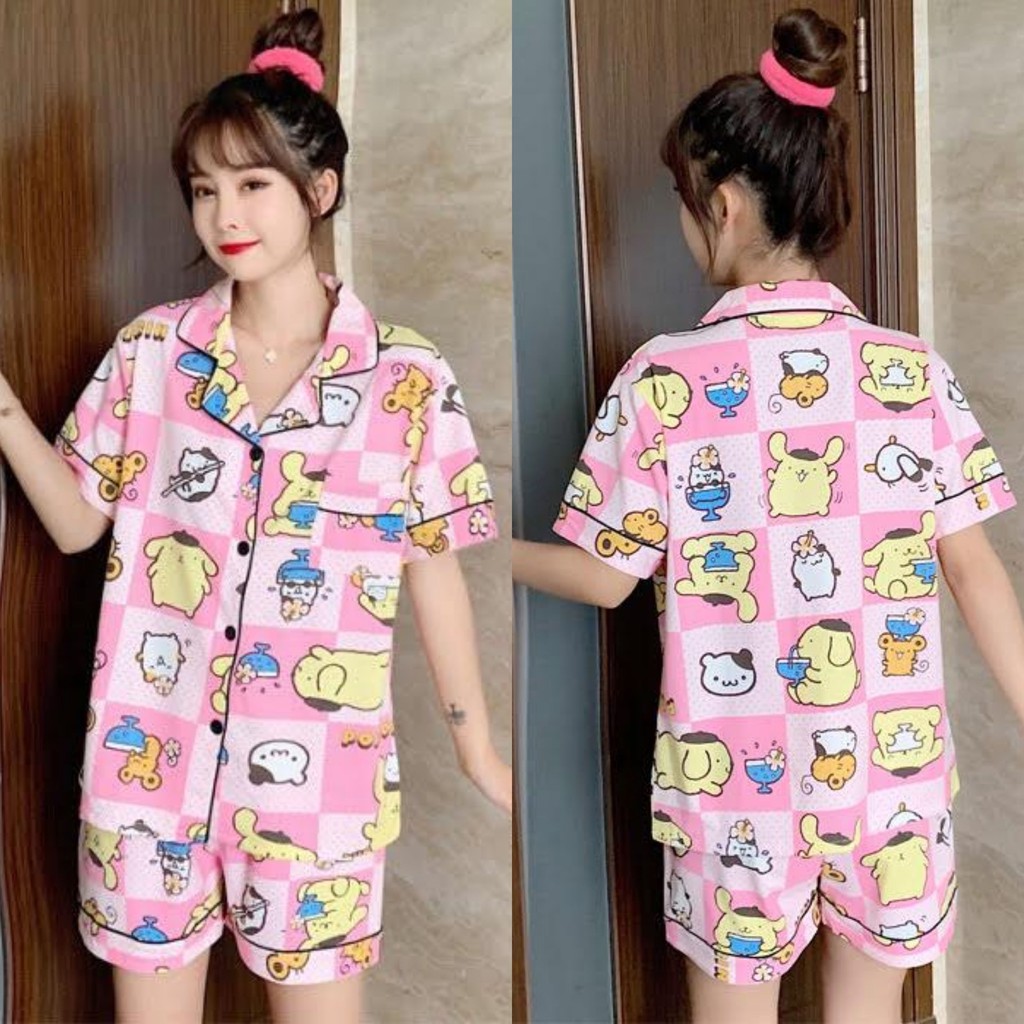 Đồ bộ Pijama quần đùi áo cộc tay hoạt hình dễ thương mặc ngủ mặc nhà cho nữ | BigBuy360 - bigbuy360.vn