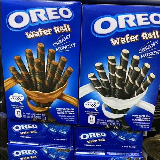 [Date: 12/2022] Bánh Quế OREO Wafer Roll - Hộp 54gr gồm 3 gói