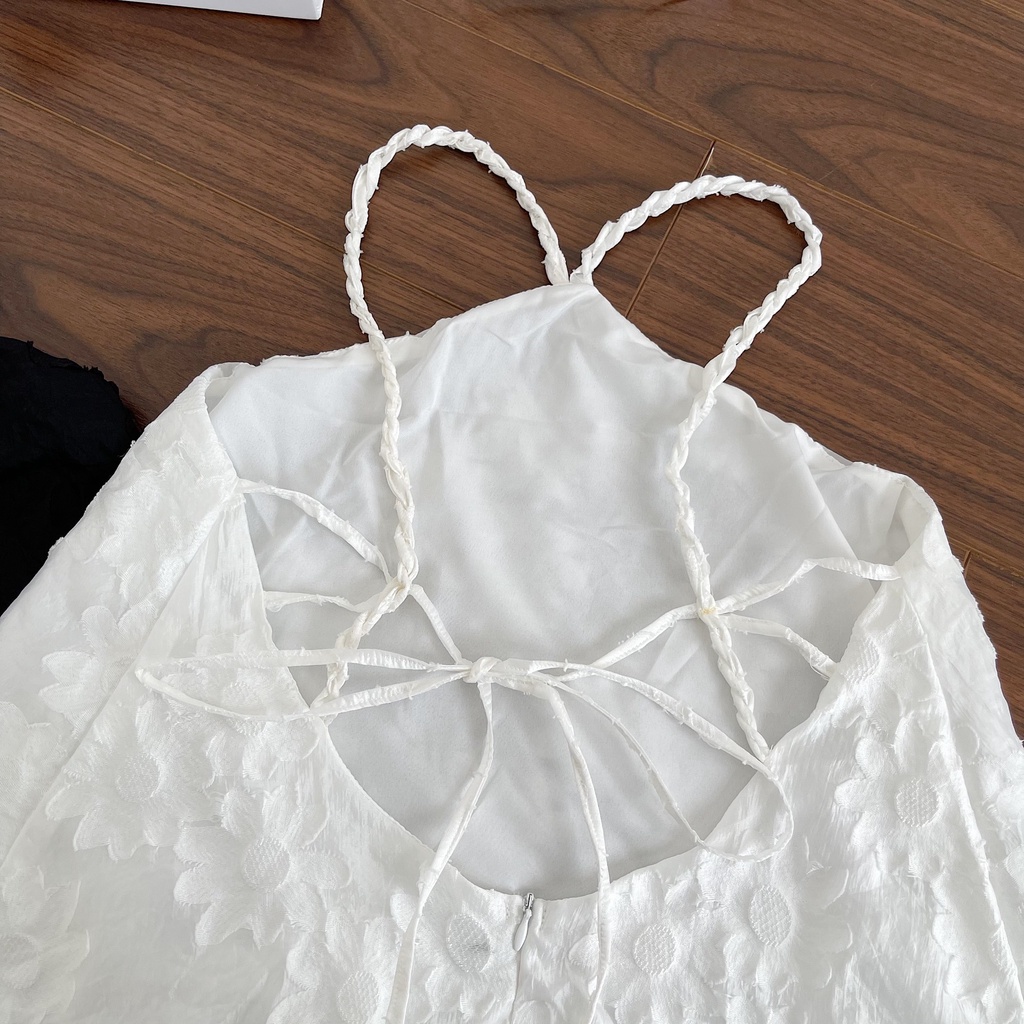 ĐẦM YẾM NỮ TÍNH CỘT NƠ LƯNG HAI MÀU TRẮNG ĐEN XINH XẮN - VANILA DRESS