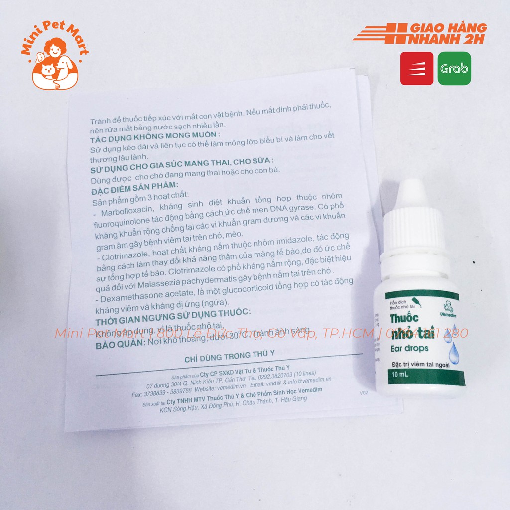 Thuốc nhỏ trị viêm tai ngoài cho chó mèo VEMEDIM 10ml