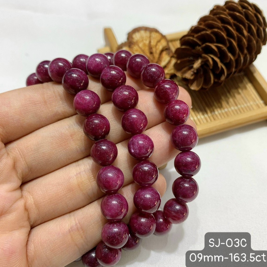 Vòng Tay RB Nam Phi Đỏ Đậm Đẹp Tuyệt Vời Size 8-10mm