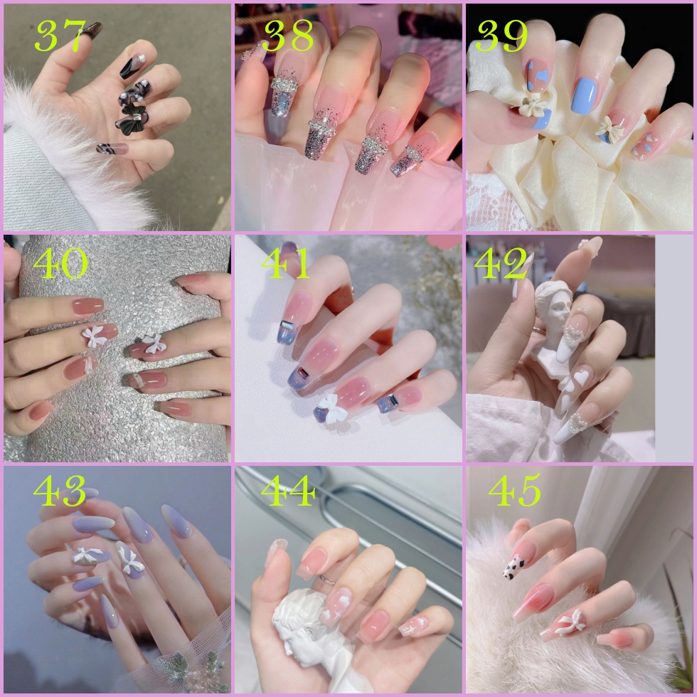 Bộ 24 móng tay giả dài nghệ thuật có keo dán thời trang cá tính dành cho nữ