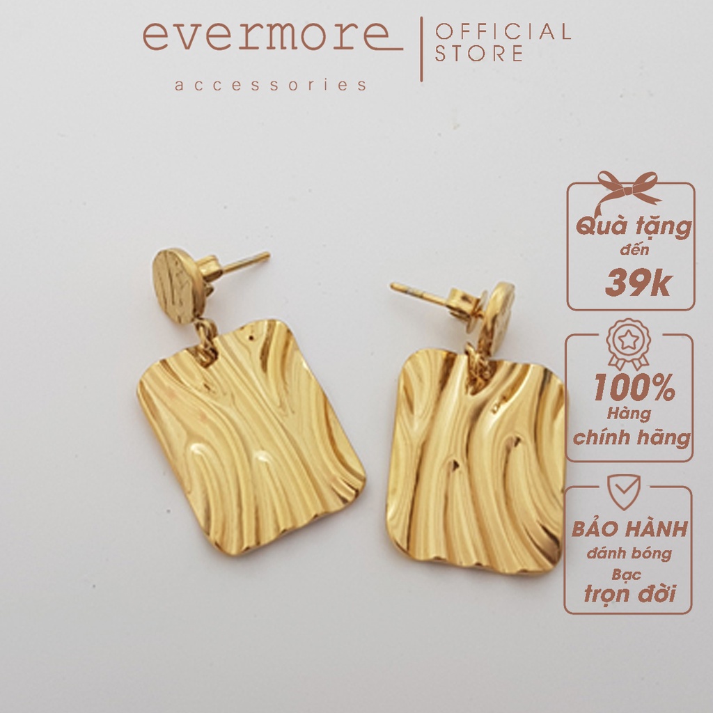 Bông tai cao cấp EVERMORE, khuyên tai vuông lượn sóng party, phong cách minimalist, thanh lịch - H017