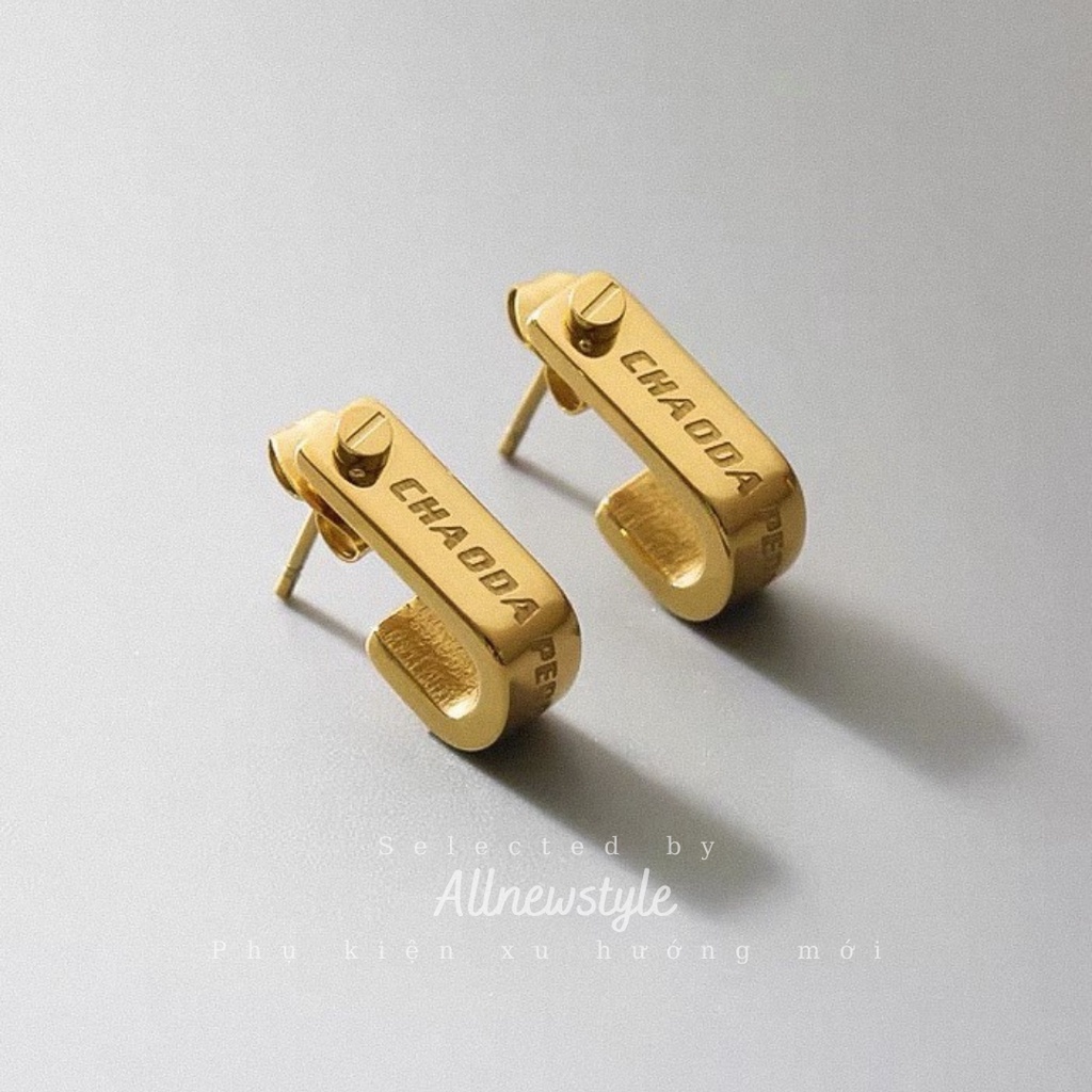 Bông tai thép mạ vàng 18K và bạc sporty Allnewstyle