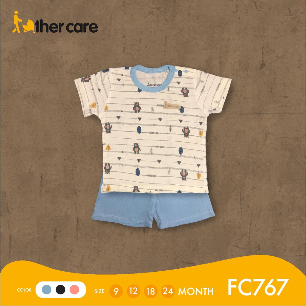 Bộ Quần áo FatherCare Cài vai Cộc - Gấu (Họa tiết - Trơn) FC767 9M -12M -18M - 24M