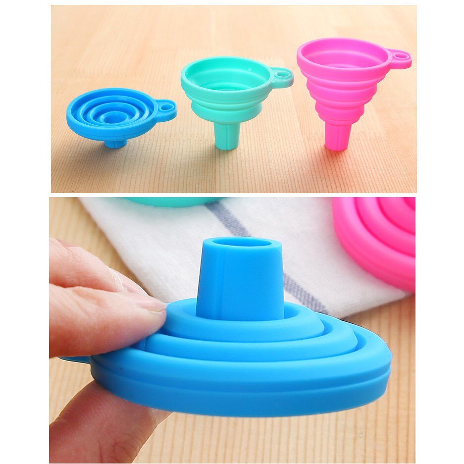 Phễu silicon có thể gấp gọn tiện dụng cho nhà bếp chịu nhiệt, phễu mini gấp gọn