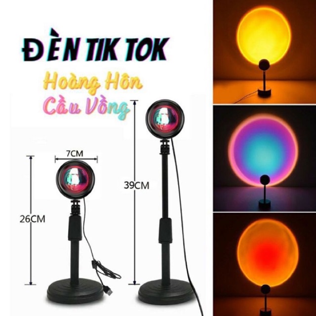 Đèn Livestream 16cm, đèn Hoàng hôn Mix 10 màu sống ảo loại 1 TIKTOK cực đẹp, remote
