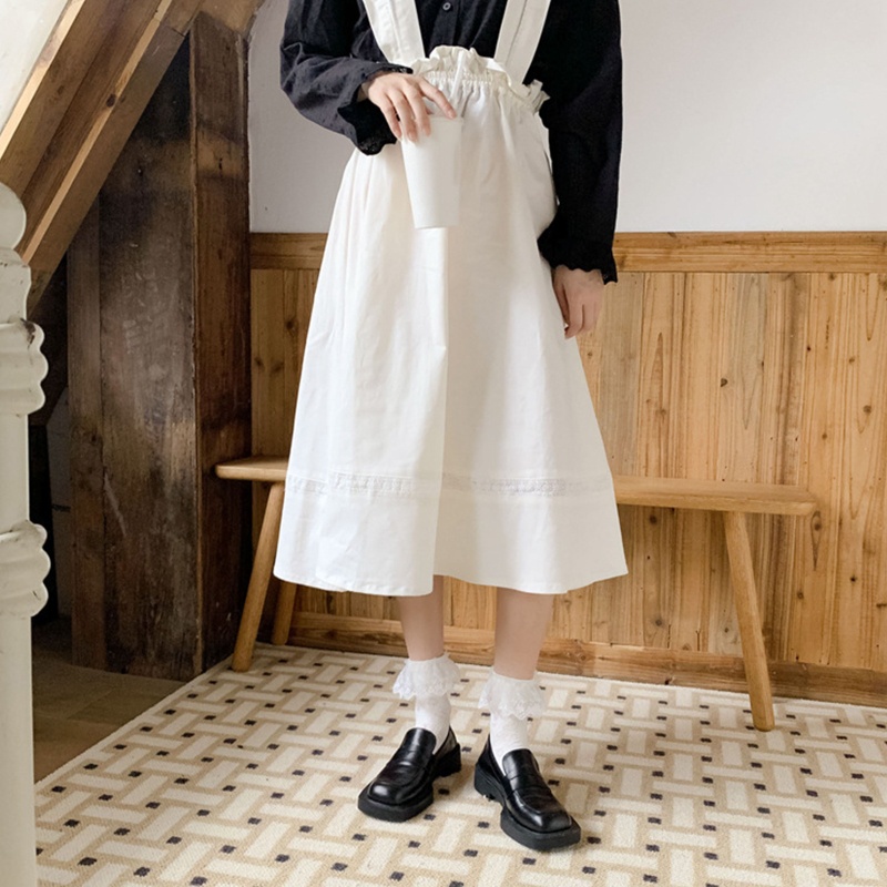 Xiangbao Vớ Cotton Cổ Thuyền Phối Ren Họa Tiết Hoa Viền Xếp Nếp Cho Nữ