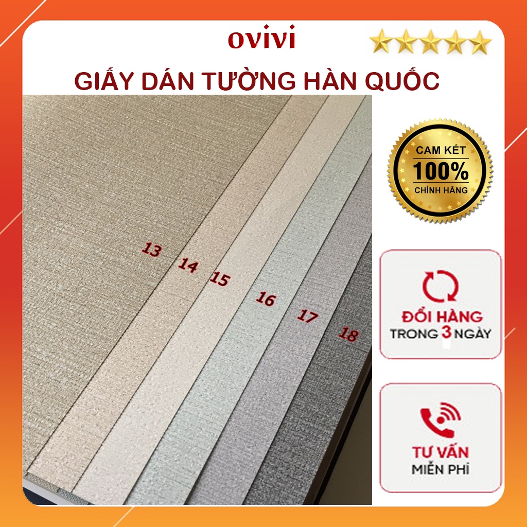 Giấy dán tường Hàn Quốc Phòng Ngủ Màu Trơn hiện đại không sẵn keo cuộn 16.5m2