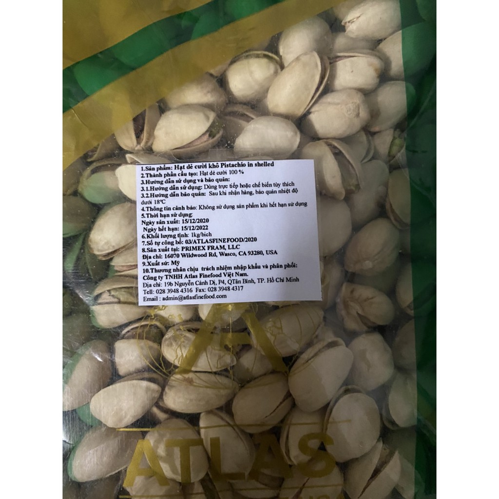 HẠT DẺ CƯỜI KHÔ PISTACHIO 1KG