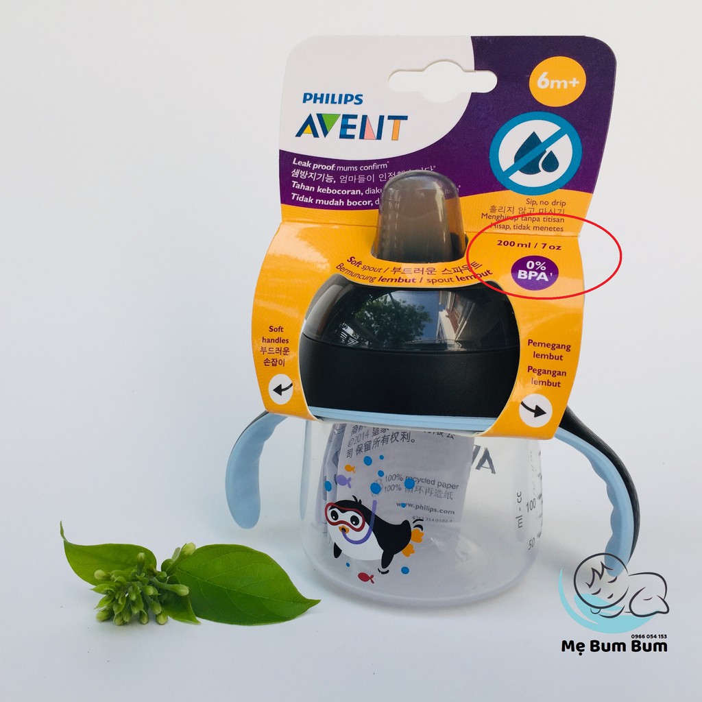 Bình tập uống Avent có tay cầm cho bé từ 6 tháng, 12 tháng