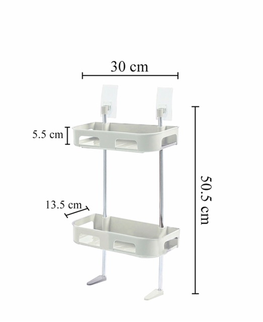 Kệ 2 tầng nhà tắm áp tường chân vịt  cao cấp + Tặng 10 viên tẩy bồn cầu