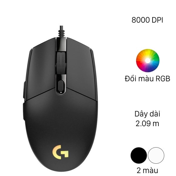 Chuột game Logitech G102 LIGHTSYNC RGB Đen - Hàng Chính Hãng