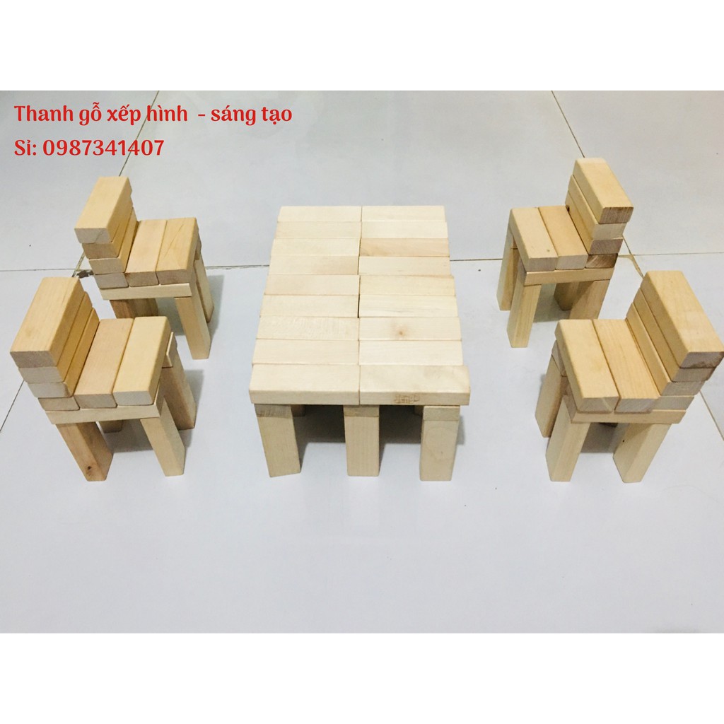 Bộ rút gỗ loại to xếp hình sáng tạo, mịn đẹp