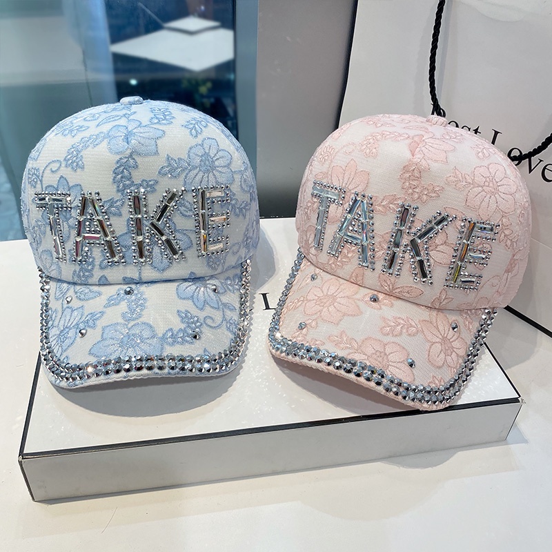 Mũ Lưỡi Trai Chống Nắng Phối Ren Đính Đá Thời Trang Đường Phố Hàn Quốc