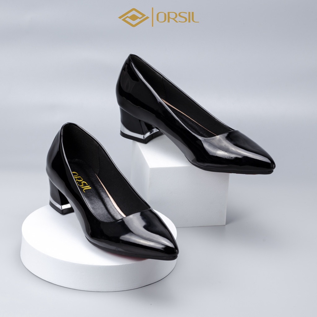 Giày cao gót nữ 3 phân da bóng thời trang ORSIL