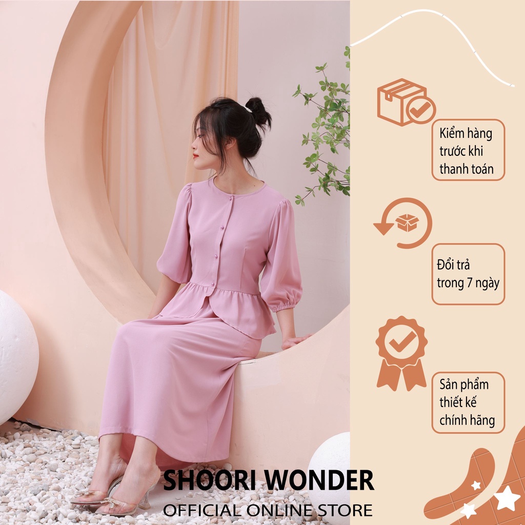 SHOORIWONDER - JENNA PINK SET VÁY THIẾT KẾ DÁNG A TAY BỒNG NHẸ