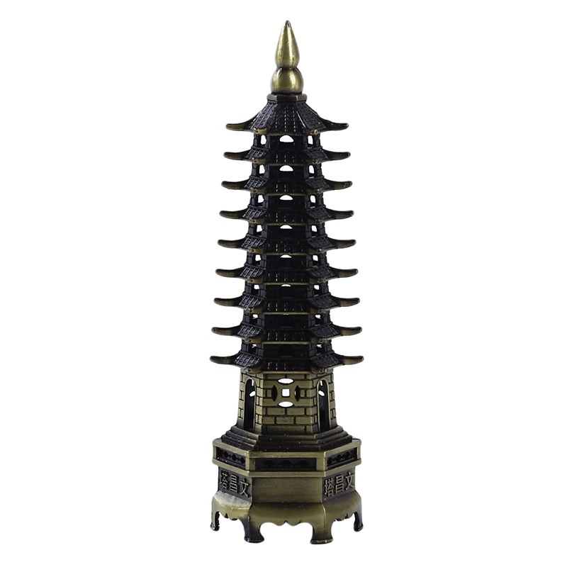 Zinc Alloy 3D Model China Wenchang Pagoda Tower Statue Souvenir Gift Home Decoration Metal Handicraft