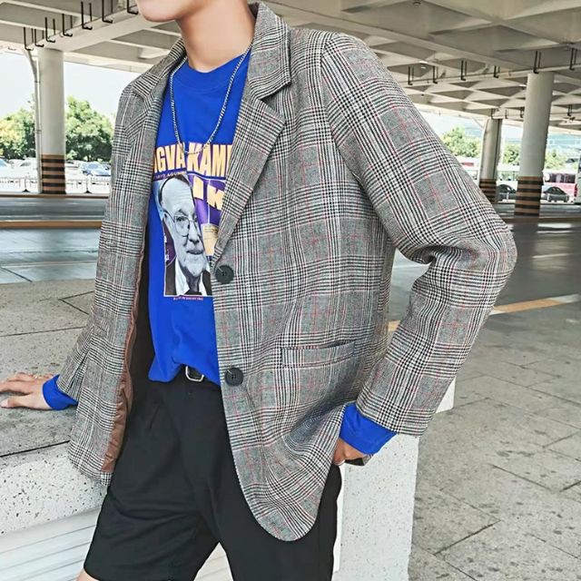 quần blazer nam [HÀNG CHUẨN] ÁO BLAZER NAM PHONG CÁCH HÀN QUỐC(kẻ)