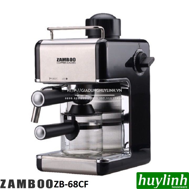 [Mã ELHAMS5 giảm 6% đơn 300K] Máy pha cà phê gia đình Zamboo ZB-68CF - 800W - áp lực bơm 3.5 bar