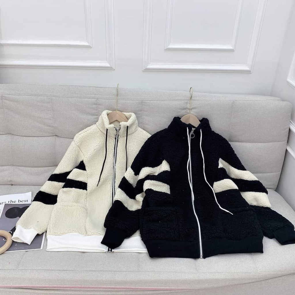 Áo Khoác Nỉ Lông Cừu Hai Lớp Unisex Form Rộng Mặc Cực Ấm Vào Mùa Thu Đông | BigBuy360 - bigbuy360.vn