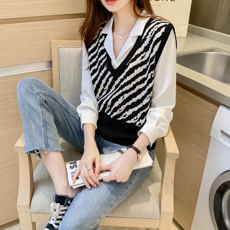 Áo IELGY sweater cotton dệt kim mặc ngoài kẻ sọc ngựa vằn phong cách Hàn Quốc