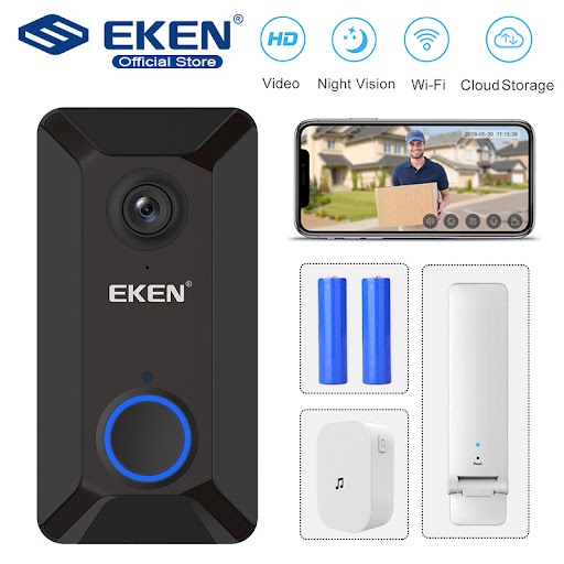 Chuông Cửa Camera EKEN Không Dây Wifi V7 Chính Hãng,Chống Nước IP65 Ống Kính Góc Rộng 139 độ, Công Nghệ Thông Minh