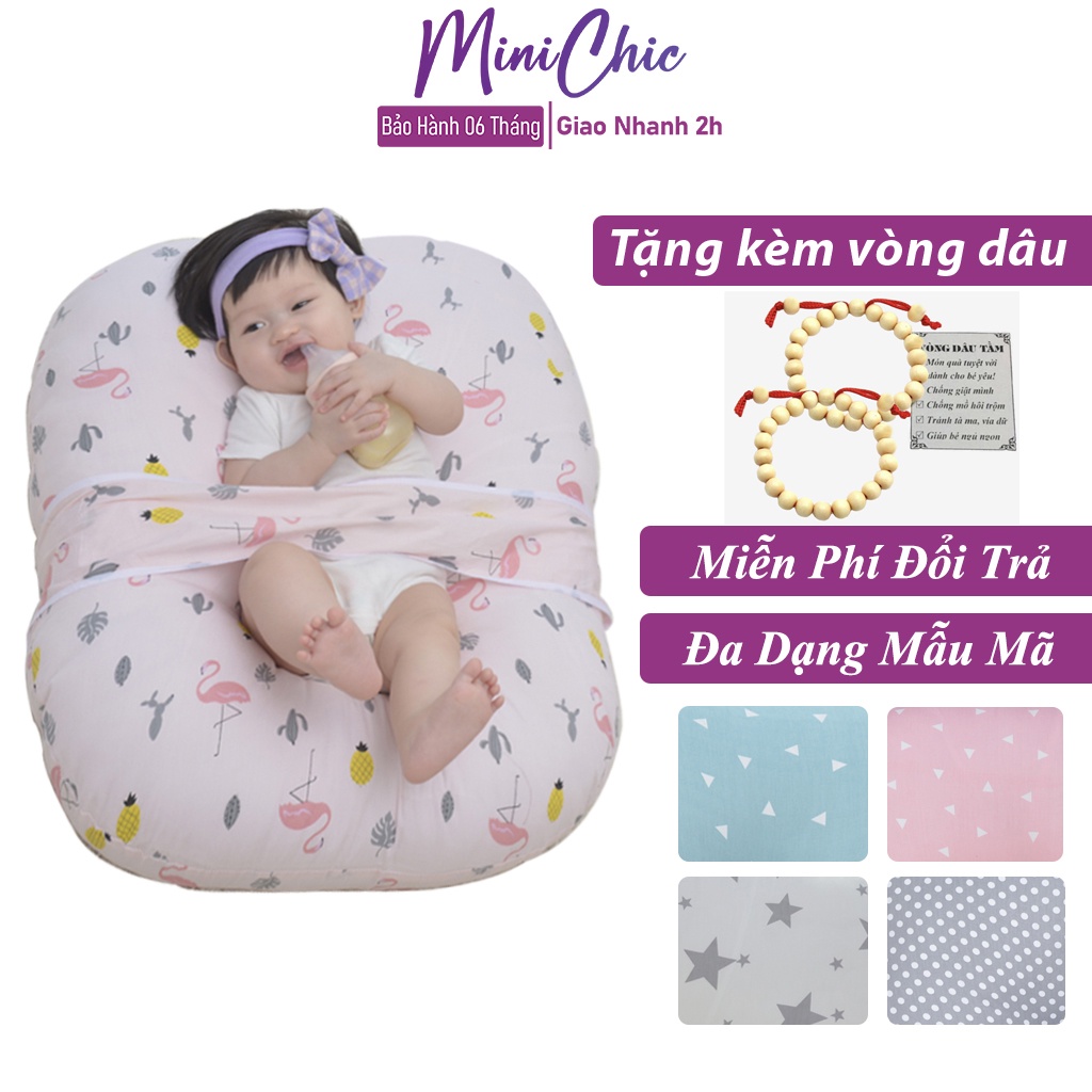 Gối chống trào ngược cho bé vải cotton hàn quốc có đai an toàn