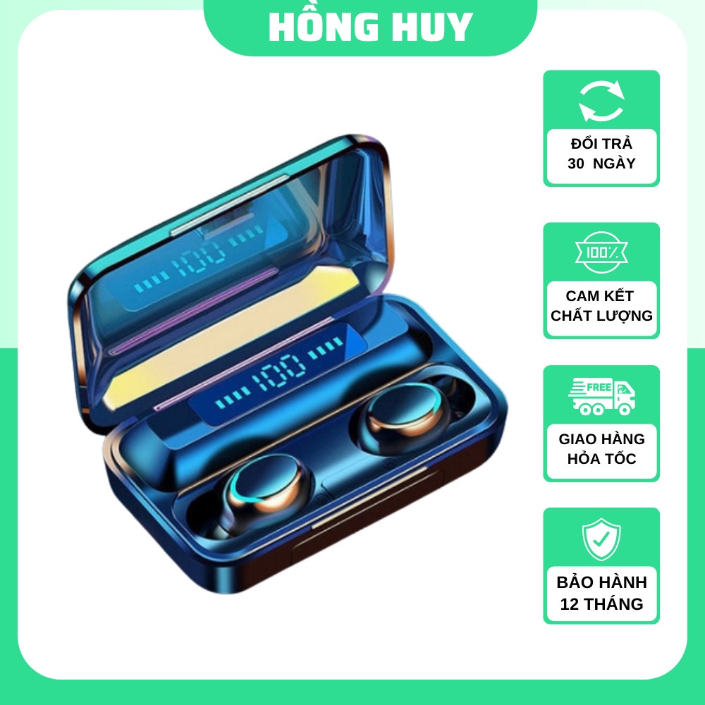 Tai nghe bluetooth 5.0 Tai nghe không dây F9 pro, bản nâng cấp cảm biến chống nước chống ồn pin 2000mah