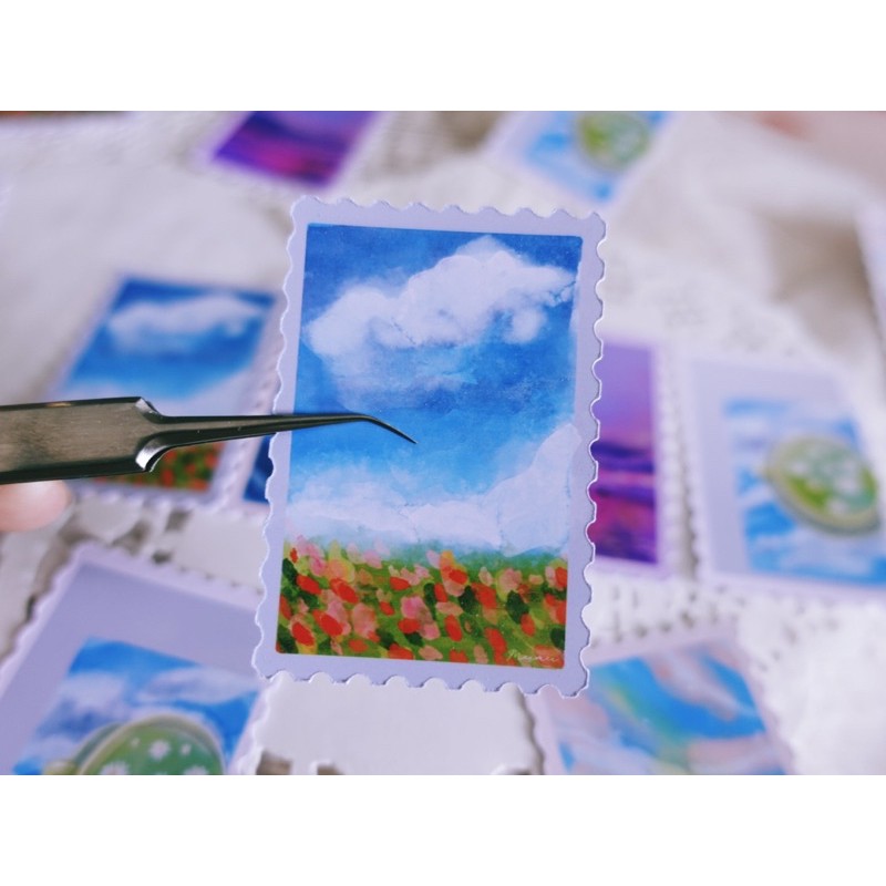 [Ver 1] Postcard phong cảnh trang trí sổ và phòng học vẽ tay dễ thương