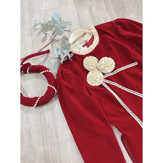 Áo dài mẹ con hoa ren