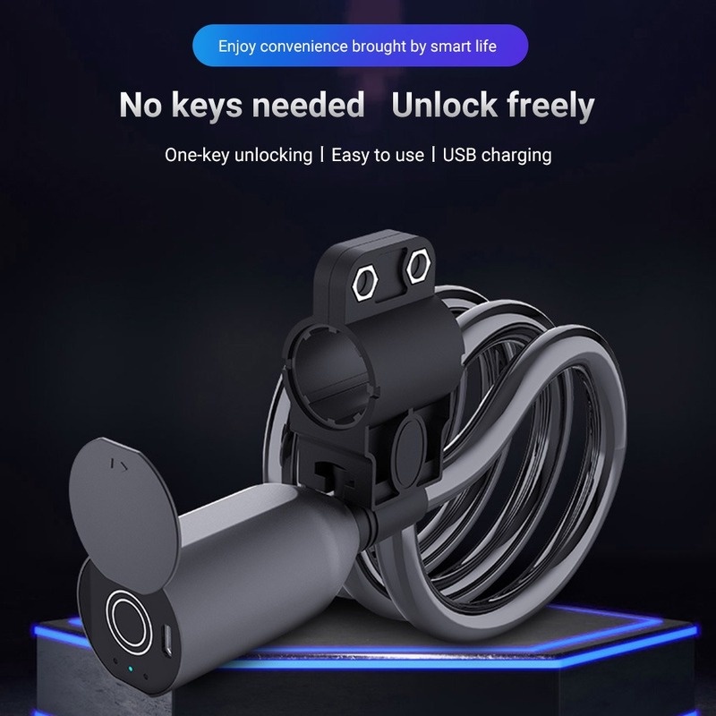 C3BF Smart Keyless BT / Vân tay Khóa xe đạp mới Khóa dây thép Khóa xe đạp chống trộm Khóa cáp bảo mật điện tử