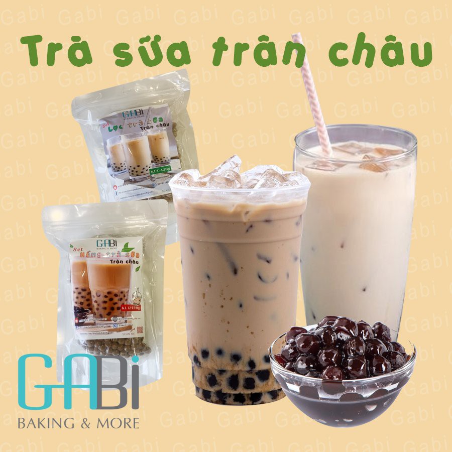 Set nguyên liệu trà sữa trân châu hồng trà/trà lài