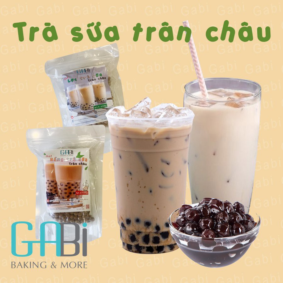 Set nguyên liệu trà sữa trân châu hồng trà/trà lài (10 cốc)